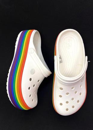 Крокси жіночі crocs crocband platform rainbow 🌈