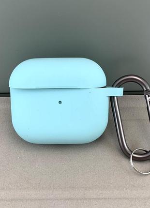 Чохол на airpods pro slim case бірюзовий силіконовий із карабіном