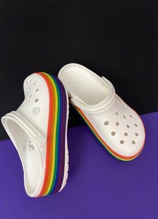 Женские кроксы сабо crocs crocband platform rainbow1 фото