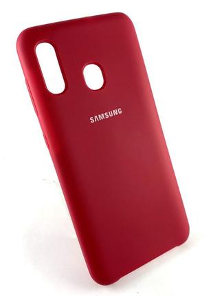 Чехол накладка для samsung a30, a305 противоударный бампер silicone cover original case бордовый