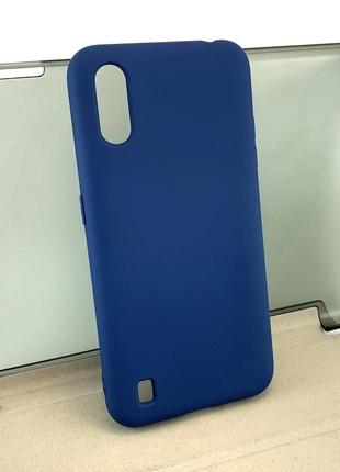 Чохол для samsung a01, a015 накладка soft case full силіконовий синій покриття софт