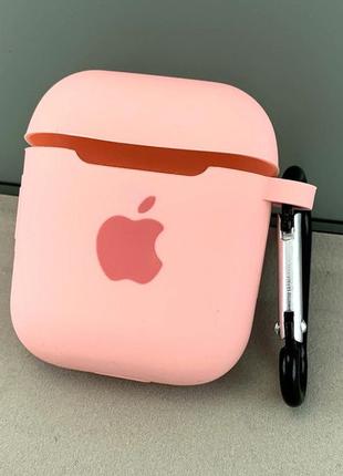 Чохол для airpods silicone case з карабіном рожевий