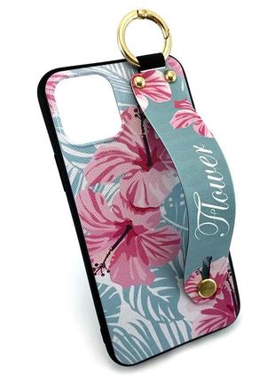 Чехол на iphone 11 pro накладка бампер flower rope case с цветами голубой розовый