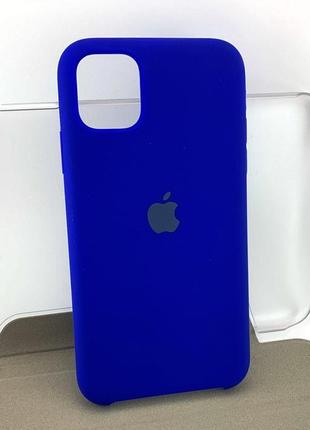 Чехол на iphone 11 накладка бампер original soft case силиконовый с велюром синий