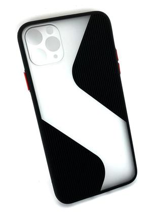 Чехол на iphone 11 pro max накладка бампер противоударный 2 в1 shadov matte case wave черный