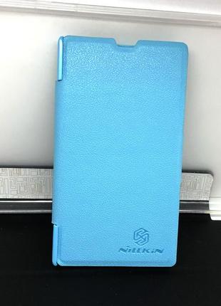 Чехол для nokia lumia 520, lumia 525 книжка боковой противоударный nillkin голубой