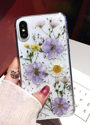 Захисний чохол зі справжніми сухощами для iphone 11 flowers