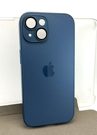 Чехол на iphone 15 ag glass matte tpu+glass с защитой камеры накладка бампер синий