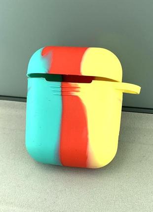 Чехол для airpods silicone case с карабином rainbov