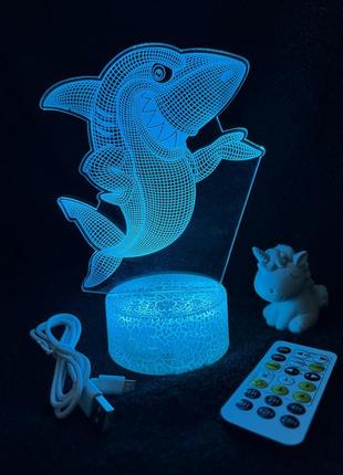 3d лампа акула бугор, подарунок для фанатів мультфільму у пошуках немо, нічник, 7 кольорів, 4 режима, пульт