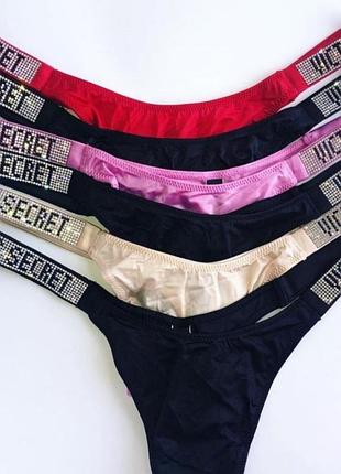 Трусики стринги с камнями со стразами swarovski от victoria's secret