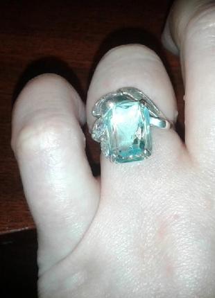Серебряное кольцо с голубым камнем, 18,52 фото
