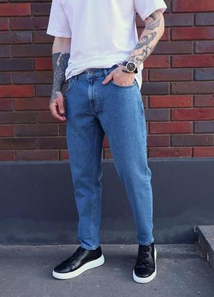 Мужские джинсы мом синие оверсайз джинсовые брюки весенние осенние (b)