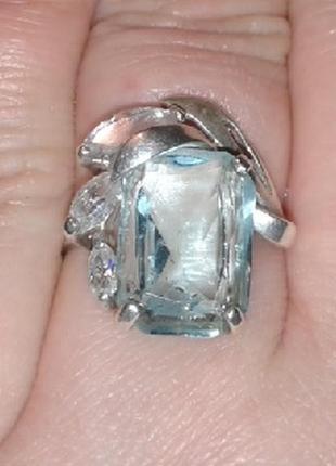 Серебряное кольцо с голубым камнем, 18,53 фото