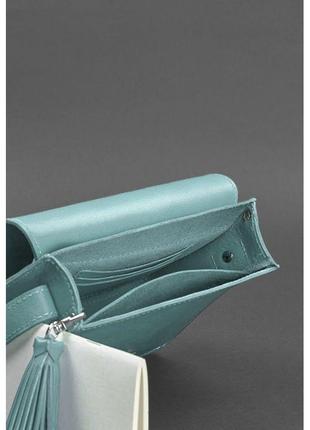 Кожаная женская бохо-сумка лилу бирюзовая5 фото