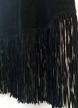 Кожаная юбка с бахромой2 фото