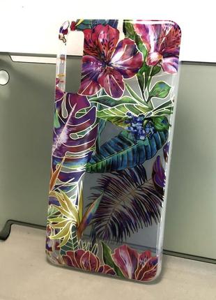 Чохол накладка для samsung a7 2018, a750 на задню панель gelius flowers
