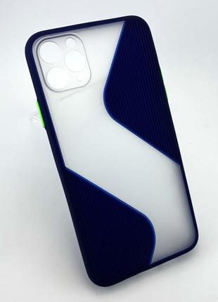 Чехол на iphone 11 pro max накладка бампер противоударный shadov matte case wave синий