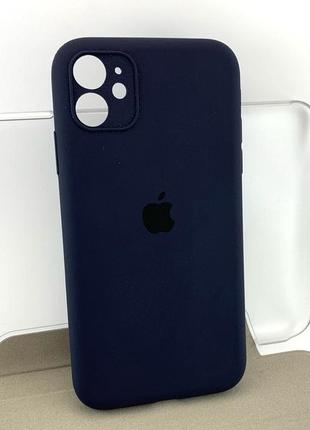 Чехол на iphone 11 накладка бампер original soft case full силиконовый темно-синий