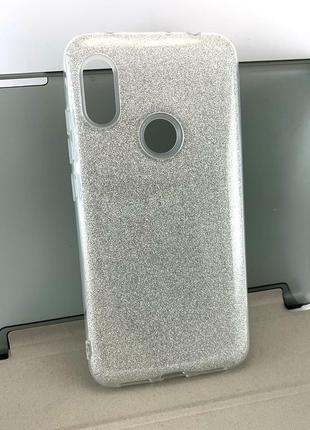 Чохол для xiaomi redmi note 6, note 6 pro накладка силіконовий бампер протиударний glitter сріблястий