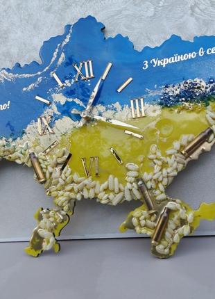 Авторський годинник з епоксидної смоли карта україни 80*58 см10 фото