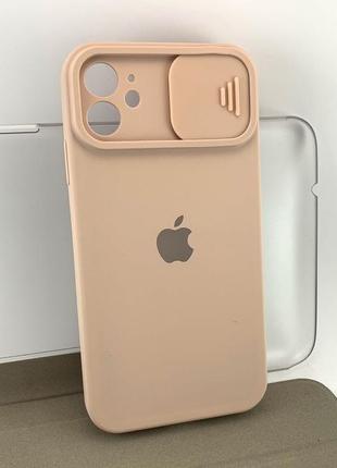 Чехол на iphone 11 накладка бампер slider silicone case full силиконовый бежевый