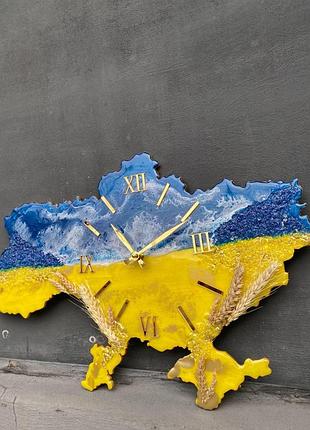 Авторський годинник з епоксидної смоли карта україни 70*45 см4 фото