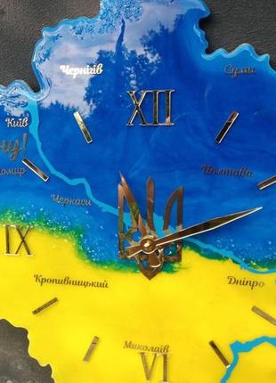 Авторський годинник з епоксидної смоли карта україни 70*45 см5 фото
