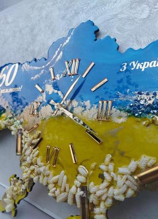 Авторський годинник з епоксидної смоли карта україни 70*45 см2 фото