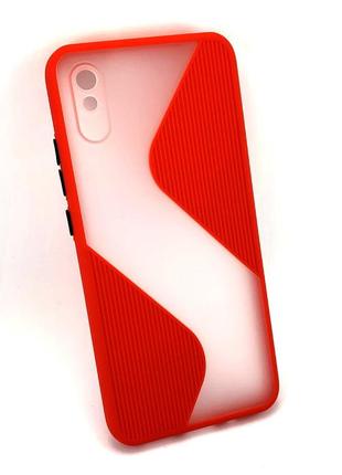 Чехол для xiaomi redmi 9a накладка бампер противоударный 2 в 1 shadov matte case wave красный