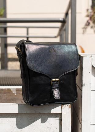 Шкіряна чорна унісекс сумка jinete n