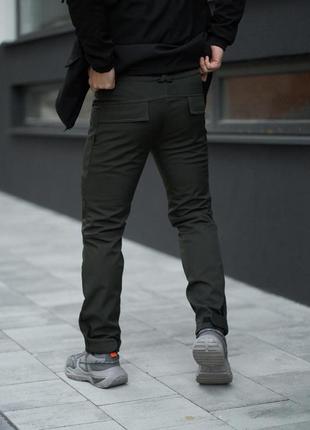 Мужские зимние тактические штаны softshell хаки на флисе брюки карго теплые софт шелл с начесом (b)2 фото