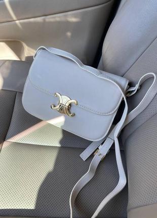 Женская сумка celine teen triomphe bag in shiny calfskin селин молочная