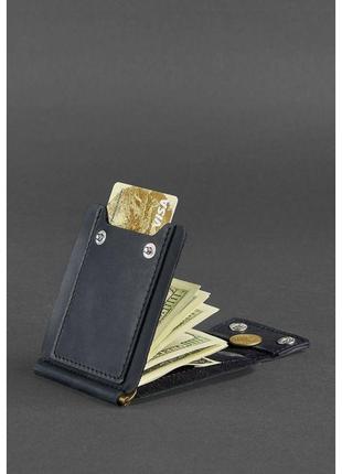 Мужское кожаное портмоне черное 10.0 зажим для денег crazy horse4 фото