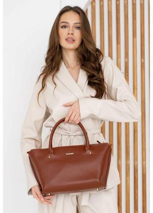 Женская кожаная сумка midi светло-коричневая1 фото