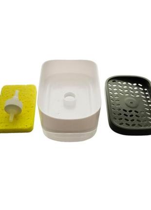 Дозатор для миючих засобів пластиковий із відділенням для губки.2 фото