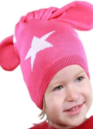 Весняна (50% вовни 50% акрилу) шапочка на дівчинку 1-2 роки