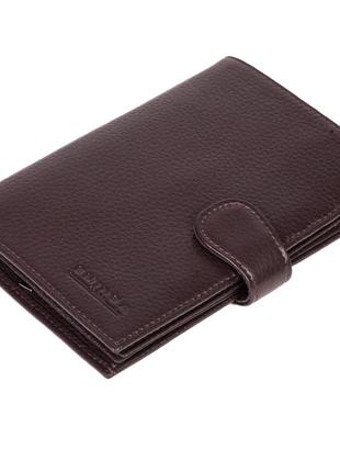 Чоловіче портмоне eminsa 1001-17-3 шкіряне з відділенням для паспорта коричневе