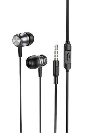 Навушники borofone bm75 platinum metal universal earphones with microphone metal gray