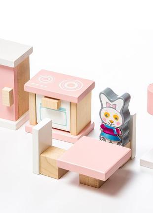 Набір іграшкових меблів з дерева для ляльок cubika "меблі 3" 139751 фото