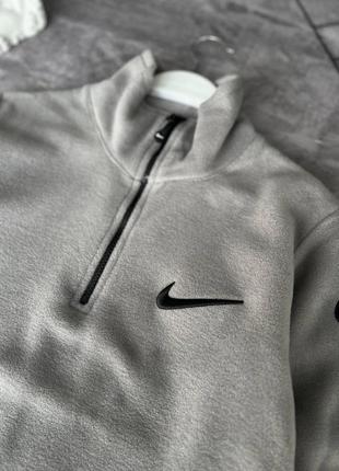 Чоловіча флісова кофта nike сіра фліска найк на блискавці без капюшона (b)2 фото