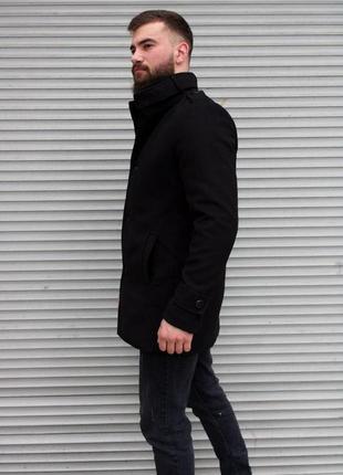 Мужское пальто кашемировое черное двубортное классическое весеннее осеннее (b)5 фото
