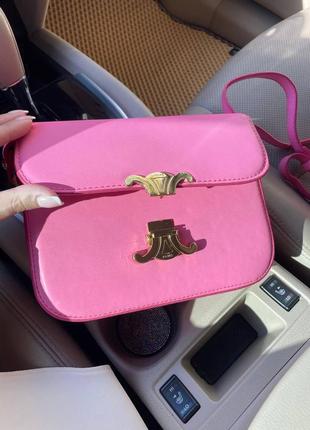 Жіноча сумка celine яскраво-рожева селін малинова6 фото