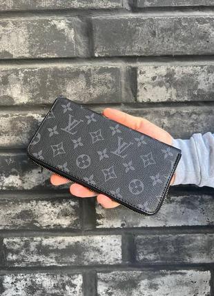 Мужской кошелек louis vuitton черный клатч из эко кожи бумажник луи виттон (b)