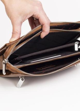 Мужская сумка клатч кожаный karya 0714-38 светло-коричневый7 фото