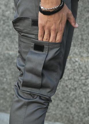 Чоловічі спортивні штани карго весняні осінні сірі демісезонні штани з кишенями (b)4 фото