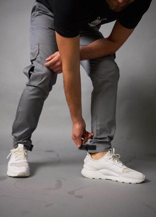 Мужские спортивные штаны карго весенние осенние серые брюки демисезонные с карманами (b)5 фото