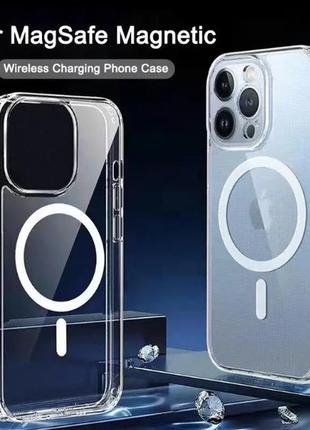Чехол silicone case with magsafe для apple iphone 15 pro clear