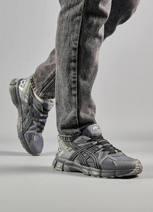 Чоловічі кросівки asics gel-kahana 8 текстильні бігові асикс гель кахана зі шкіряними вставками сірі (b)