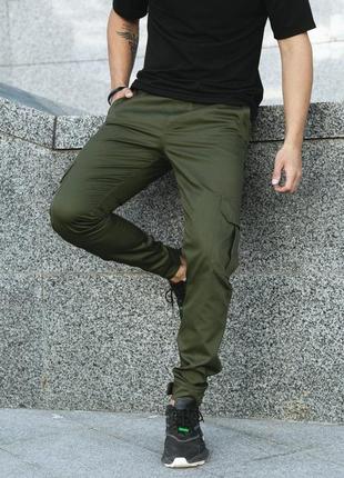 Мужские спортивные штаны карго весенние осенние хаки брюки демисезонные с карманами (b)2 фото